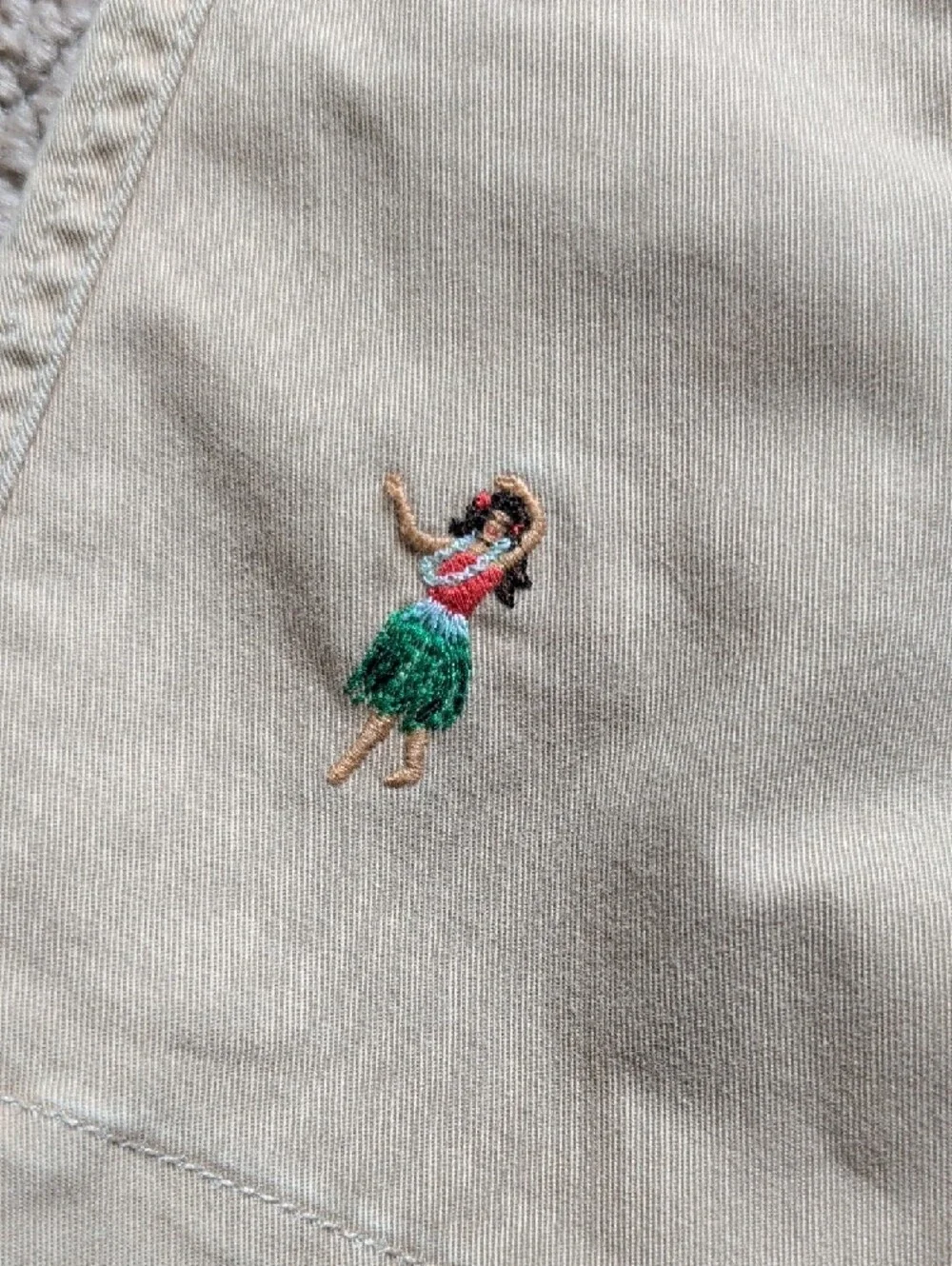 Polo Ralph Lauren Embroidered Hawaiian Khaki Elastic Waist Shorts Preppy L